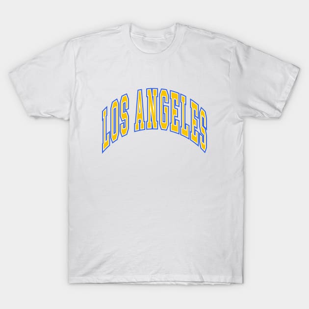 Los Angeles - Block Arch - White Gold/Blue T-Shirt by KFig21
